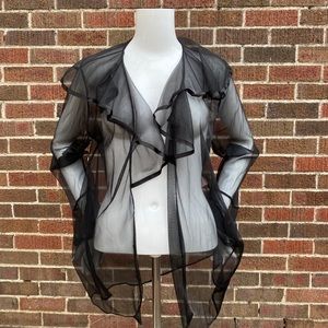 CORINNA VINTAGE SATIN TRIM SHEER TOP